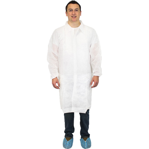 Sarreau de laboratoire, Polypropyl&egrave;ne, Blanc, Grand Les Fournitures Industrielles Méga