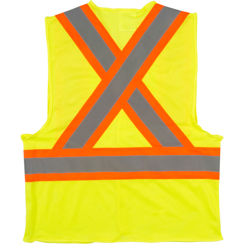 Traffic Safety Vest, High Visibility Lime-Yellow, X-Large, Polyester Les Fournitures Industrielles Méga