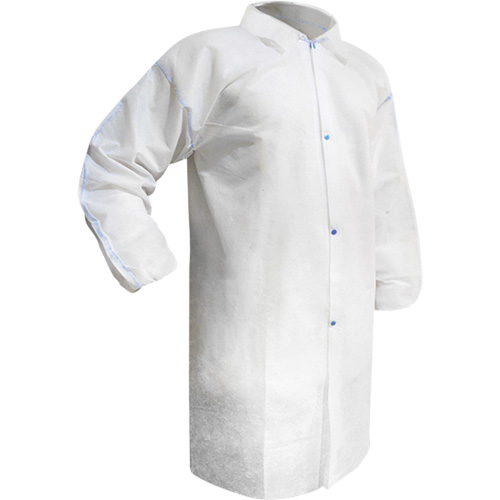 Disposable Lab Coat, Polypropylene, White, Medium Les Fournitures Industrielles Méga
