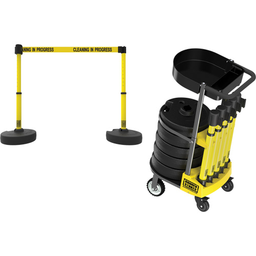 Chariot de transport avec plateau pour barri&egrave;re PLUS, 75' lo, M&eacute;tal, Jaune Les Fournitures Industrielles Méga