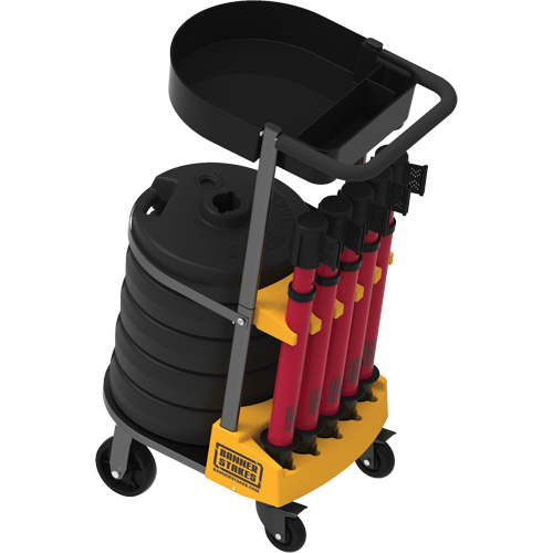 PLUS Barrier Post Cart Kit with Tray, 75' L, Metal, Red Les Fournitures Industrielles Méga