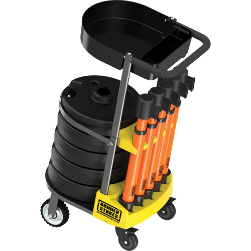 PLUS Barrier Post Cart Kit with Tray, 75' L, Metal, Orange Les Fournitures Industrielles Méga