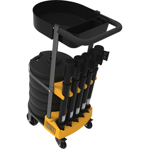 PLUS Barrier Post Cart Kit with Tray, 75' L, Metal, Black Les Fournitures Industrielles Méga