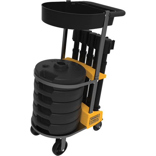 PLUS Barrier Post Cart Kit with Tray, 75' L, Metal, Black Les Fournitures Industrielles Méga