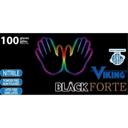34605 Forte Disposable Gloves, Small, Nitrile, 6-mil, Powder-Free, Black Les Fournitures Industrielles Méga