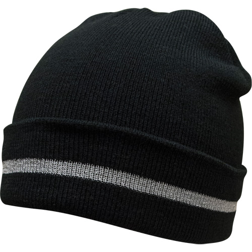 Knit Hat with Silver Reflective Stripe, One Size, Black Les Fournitures Industrielles Méga