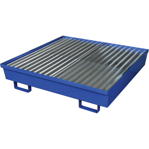 Palette de confinement des d&eacute;versements en acier, Capacit&eacute; de d&eacute;versement 92 gal. US, 54" x 54,25" x 12" Les Fournitures Industrielles Méga