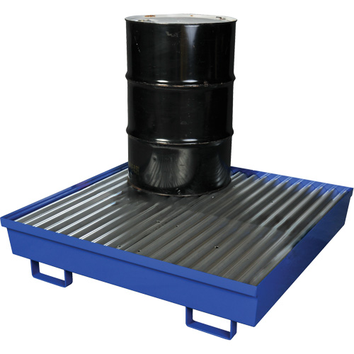 Palette de confinement des d&eacute;versements en acier, Capacit&eacute; de d&eacute;versement 92 gal. US, 54" x 54,25" x 12" Les Fournitures Industrielles Méga