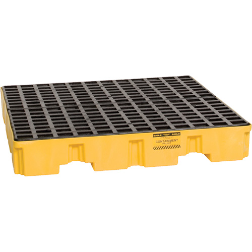 Palette de confinement des d&eacute;versements, Capacit&eacute; de d&eacute;versement 66 gal. US, 51,5'' x 51,5'' x 8" Les Fournitures Industrielles Méga