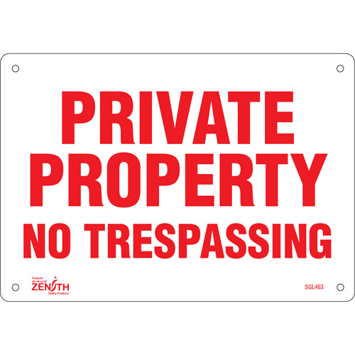 Enseigne Private Property, 7" x 10", Aluminium, Anglais Les Fournitures Industrielles Méga