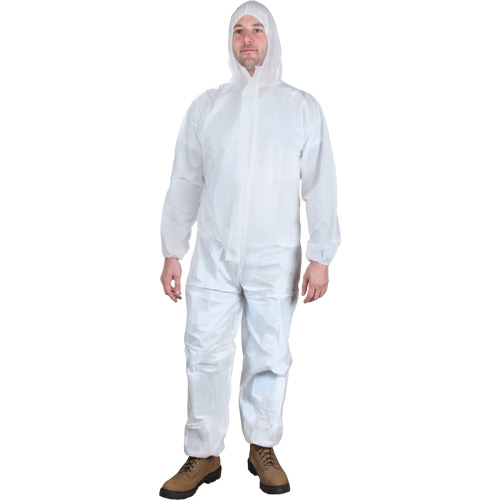 Combinaisons &agrave; capuchon, 3T-Grand, Blanc, Microporeux Les Fournitures Industrielles Méga