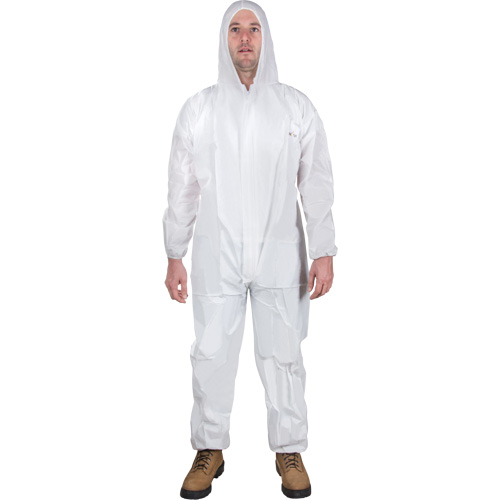 Hooded Coveralls, Medium, White, SMS Les Fournitures Industrielles Méga