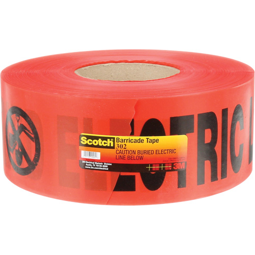 Ruban pour barri&egrave;res pour services publics souterrains Scotch, Anglais, 3" la x 1000' lo, 4 mils, Noir/rouge Les Fournitures Industrielles Méga