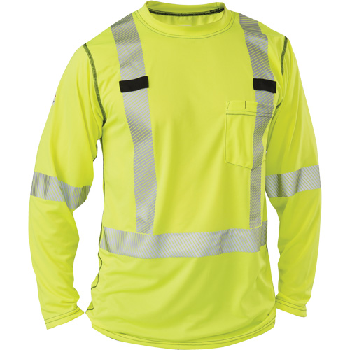 Polartec&reg; Power Grid&reg; High-Visibility Long Sleeve T-Shirt, Polyester, 2X-Large, High Visibility Lime-Yellow Les Fournitures Industrielles Méga