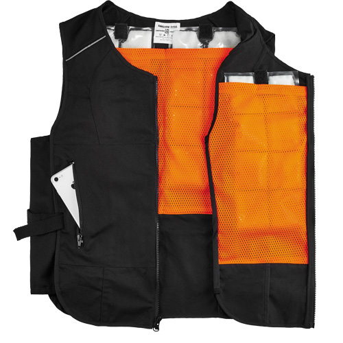 Chill-Its&reg; 6260 Lightweight Phase Change Cooling Vest with Packs, Small/Medium, Black Les Fournitures Industrielles Méga