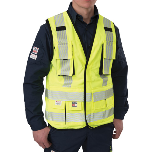 Veste antid&eacute;chirure pour arpenteur, Jaune lime haute visibilit&eacute;, Petit, Polyester Les Fournitures Industrielles Méga