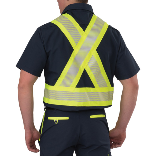 Ripstop High Visibility Short Sleeved Shirt, Polyester, Small, Navy Blue Les Fournitures Industrielles Méga