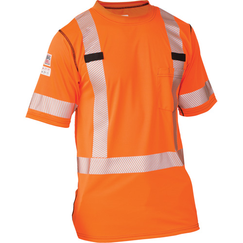 Polartec&reg; Power Grid&reg; High Visibility Short Sleeved T-Shirt, Polyester, 2X-Large, Orange Les Fournitures Industrielles Méga