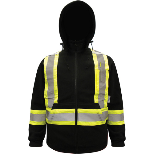 High-Visibility Hoodie, Polyester, Black, Small Les Fournitures Industrielles Méga