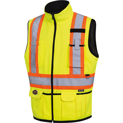 6689 Reversible Vest, High Visibility Lime-Yellow, Large, Polyester Les Fournitures Industrielles Méga