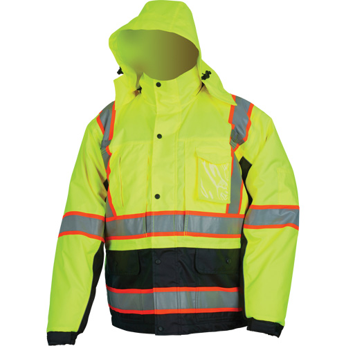 Insulated High Visibility Jacket, Polyester/Polyurethane, High Visibility Lime-Yellow, Small Les Fournitures Industrielles Méga
