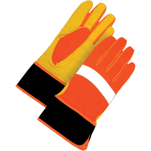 High Visibility Gloves, Size Large, Grain Leather Palm Les Fournitures Industrielles Méga