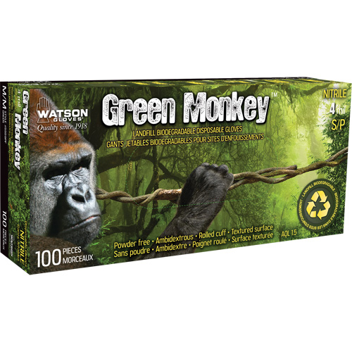 5559PF Green Monkey Gloves, Small, Nitrile, 4-mil, Powder-Free, Green Les Fournitures Industrielles Méga