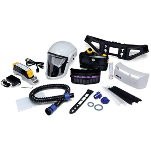 Trousse d'ensemble respirateur d'&eacute;puration d'air propuls&eacute; pour peintre Versaflo, Capuchon & visi&egrave;re, Pile Lithium-ion Les Fournitures Industrielles Méga