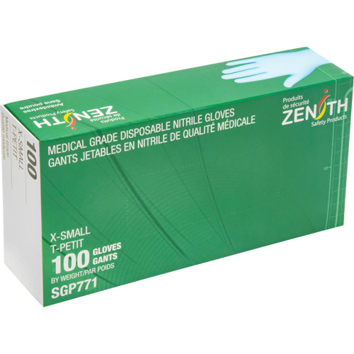 Puncture-Resistant Medical-Grade Disposable Gloves, X-Small, Nitrile, 4.5-mil, Powder-Free, Blue, Class 2 Les Fournitures Industrielles Méga