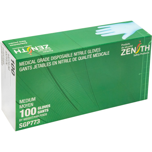 Puncture-Resistant Medical-Grade Disposable Gloves, Medium, Nitrile, 4.5-mil, Powder-Free, Blue, Class 2 Les Fournitures Industrielles Méga