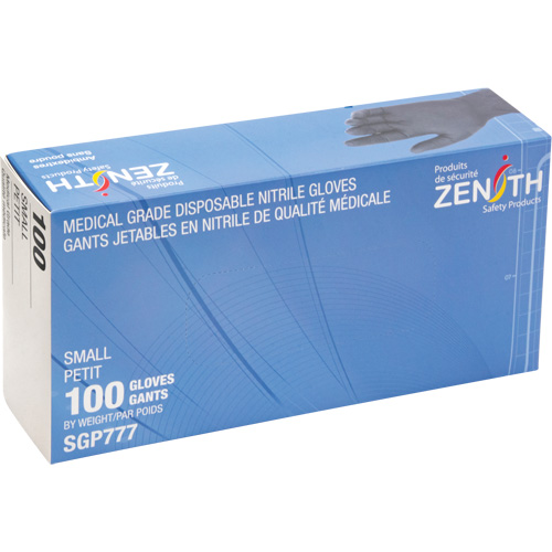 Gants jetables de calibre m&eacute;dical r&eacute;sistants &agrave; la perforation, Petit, Nitrile, 5 mils, Sans poudre, Noir, Classe 2 Les Fournitures Industrielles Méga