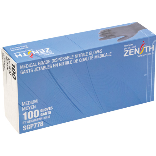 Gants jetables de calibre m&eacute;dical r&eacute;sistants &agrave; la perforation, Moyen, Nitrile, 5 mils, Sans poudre, Noir, Classe 2 Les Fournitures Industrielles Méga