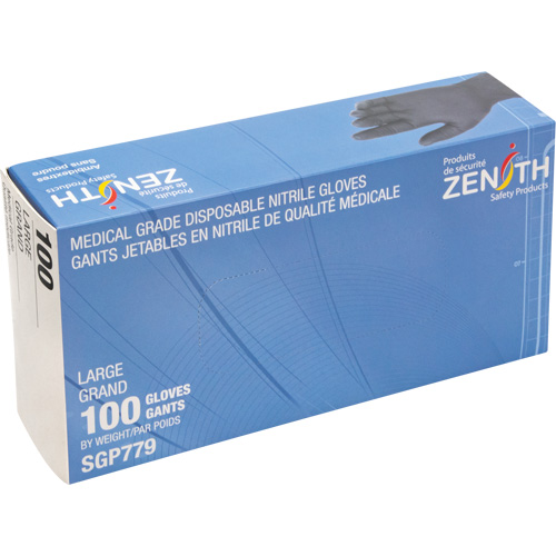 Puncture-Resistant Medical-Grade Disposable Gloves, Large, Nitrile, 5-mil, Powder-Free, Black, Class 2 Les Fournitures Industrielles Méga
