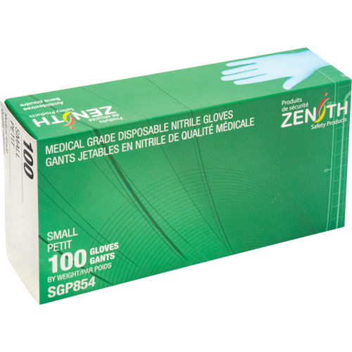Puncture-Resistant Medical-Grade Disposable Gloves, Small, Nitrile, 3.5-mil, Powder-Free, Blue, Class 2 Les Fournitures Industrielles Méga