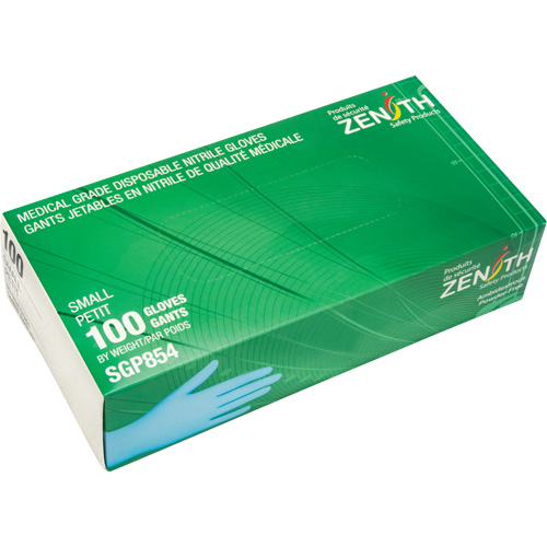 Puncture-Resistant Medical-Grade Disposable Gloves, Small, Nitrile, 3.5-mil, Powder-Free, Blue, Class 2 Les Fournitures Industrielles Méga