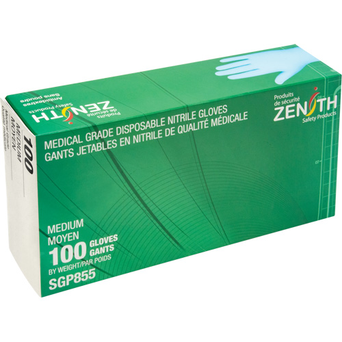Puncture-Resistant Medical-Grade Disposable Gloves, Medium, Nitrile, 3.5-mil, Powder-Free, Blue, Class 2 Les Fournitures Industrielles Méga
