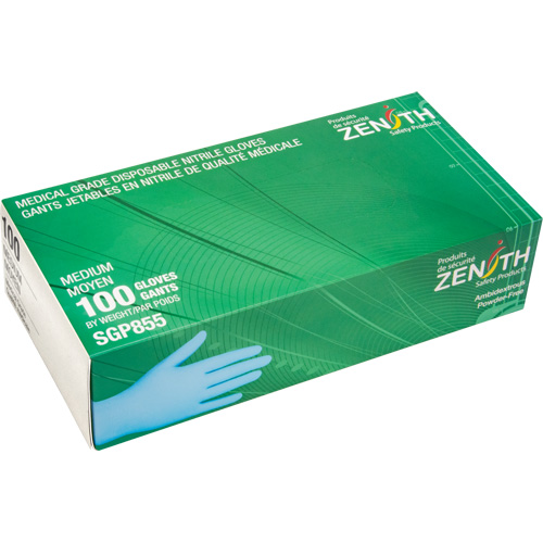 Puncture-Resistant Medical-Grade Disposable Gloves, Medium, Nitrile, 3.5-mil, Powder-Free, Blue, Class 2 Les Fournitures Industrielles Méga