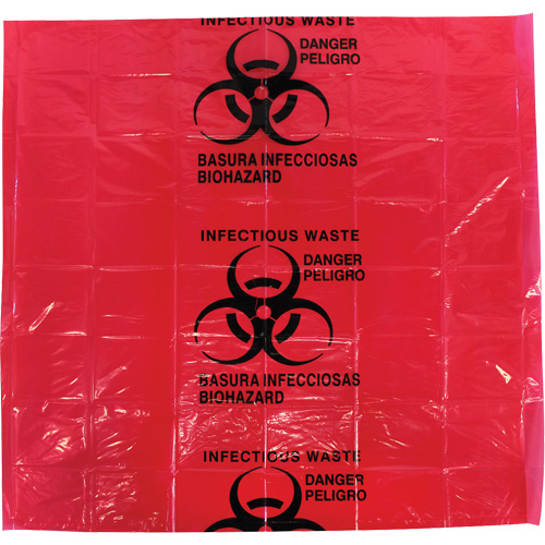Sacs pour d&eacute;chets dangereux Dynamic, D&eacute;chets infectieux, 24" lo x 24" la, 12 microns Les Fournitures Industrielles Méga