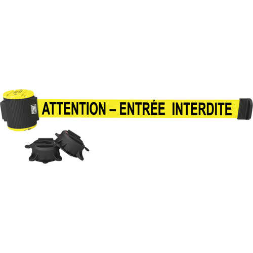 Wall Mount Barrier, Plastic, Magnetic Mount, 30', Yellow Tape Les Fournitures Industrielles Méga