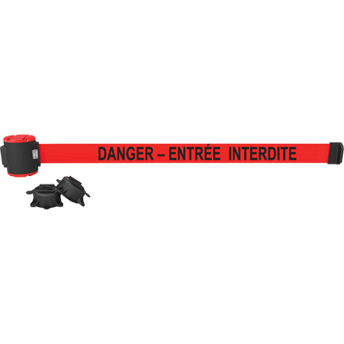 Wall Mount Barrier, Plastic, Magnetic Mount, 30', Red Tape Les Fournitures Industrielles Méga