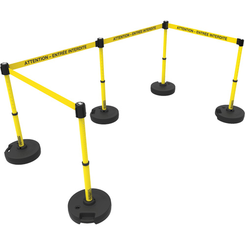 Plus Barrier Post Set, Plastic, 42" H, Yellow Tape, 15' Tape Length Les Fournitures Industrielles Méga