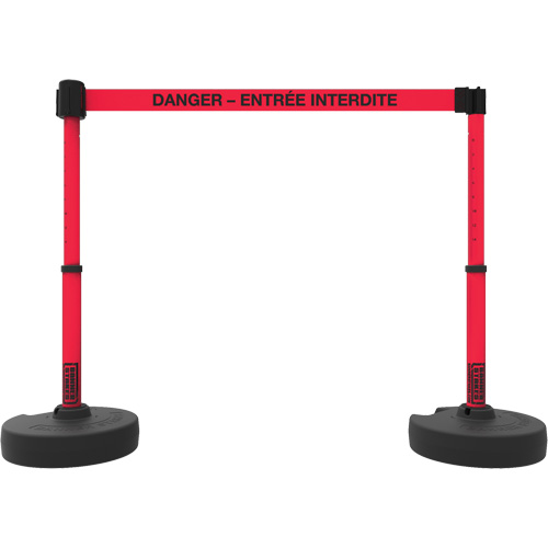 Plus Barrier Post Set, Plastic, 42" H, Red Tape, 15' Tape Length Les Fournitures Industrielles Méga