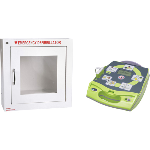 D&eacute;fibrillateur enti&egrave;rement automatis&eacute; AED Plus en anglais avec armoire murale munie d'une alarme, Automatique, Anglais, Classe 4 Les Fournitures Industrielles Méga