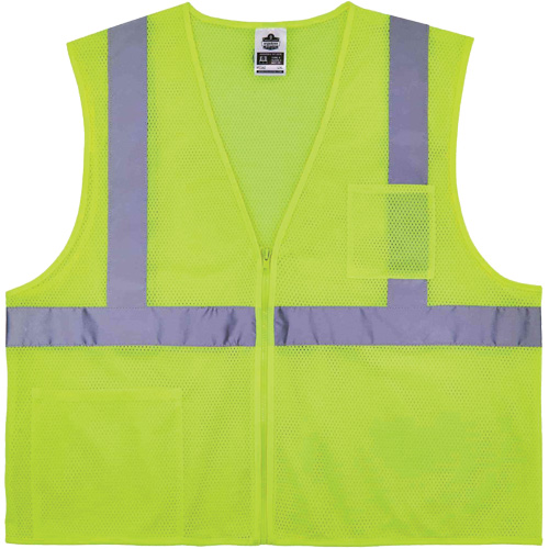 Gilet de s&eacute;curit&eacute; auto-extinguible GloWear 8256Z, Jaune lime haute visibilit&eacute;, Moyen/Petit, Polyester Les Fournitures Industrielles Méga