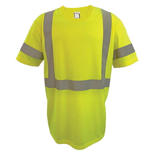 Short Sleeve Safety T-Shirt, Polyester, 2X-Large, High Visibility Lime-Yellow Les Fournitures Industrielles Méga