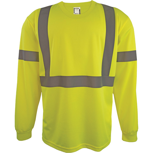 Long Sleeve Safety Shirt, Polyester, 2X-Large, High Visibility Lime-Yellow Les Fournitures Industrielles Méga