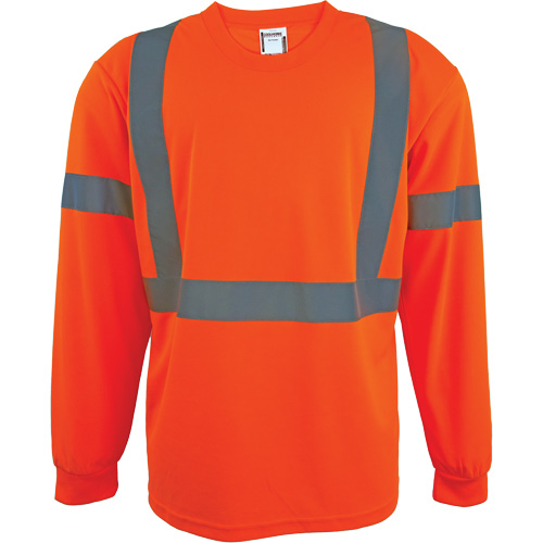 Long Sleeve Safety Shirt, Polyester, 2X-Large, High Visibility Orange Les Fournitures Industrielles Méga