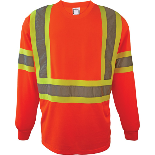 Long Sleeve Safety Shirt, Polyester, 2X-Large, High Visibility Orange Les Fournitures Industrielles Méga