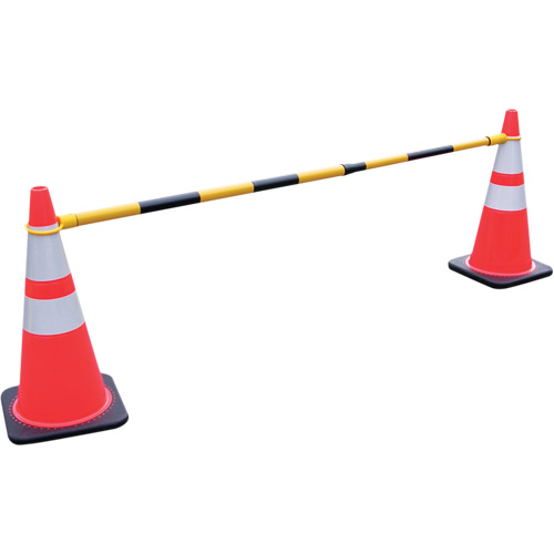 Retractable Cone Bar, 7'2" Extended Length, Black/Yellow Les Fournitures Industrielles Méga