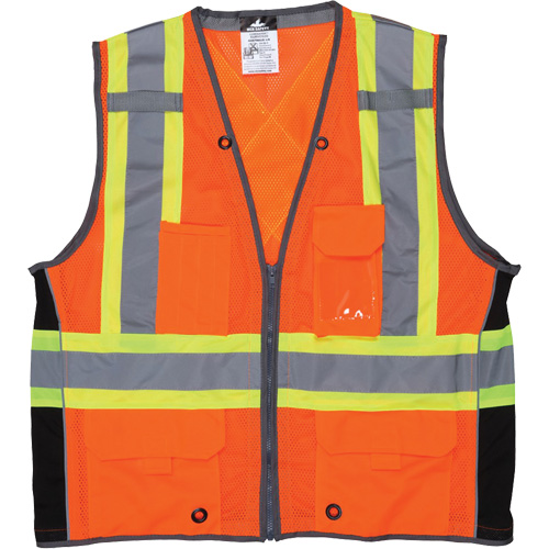Veste de s&eacute;curit&eacute; pour arpenteur, Orange haute visibilit&eacute;, Grand, Polyester Les Fournitures Industrielles Méga